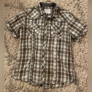 BKE Vintage Blue and Gray‎ Plaid Shirt Size Large